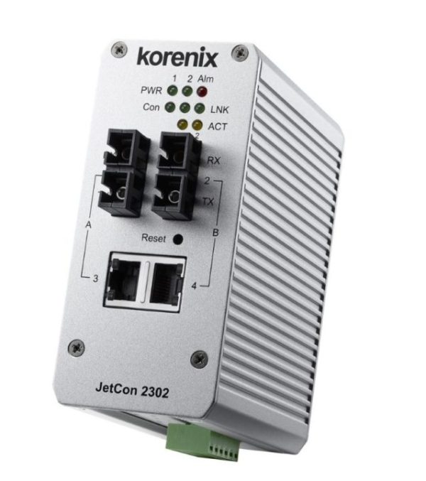 مبدل دو کاناله اترنت مسی به فیبرنوری Korenix JetCon 2302m